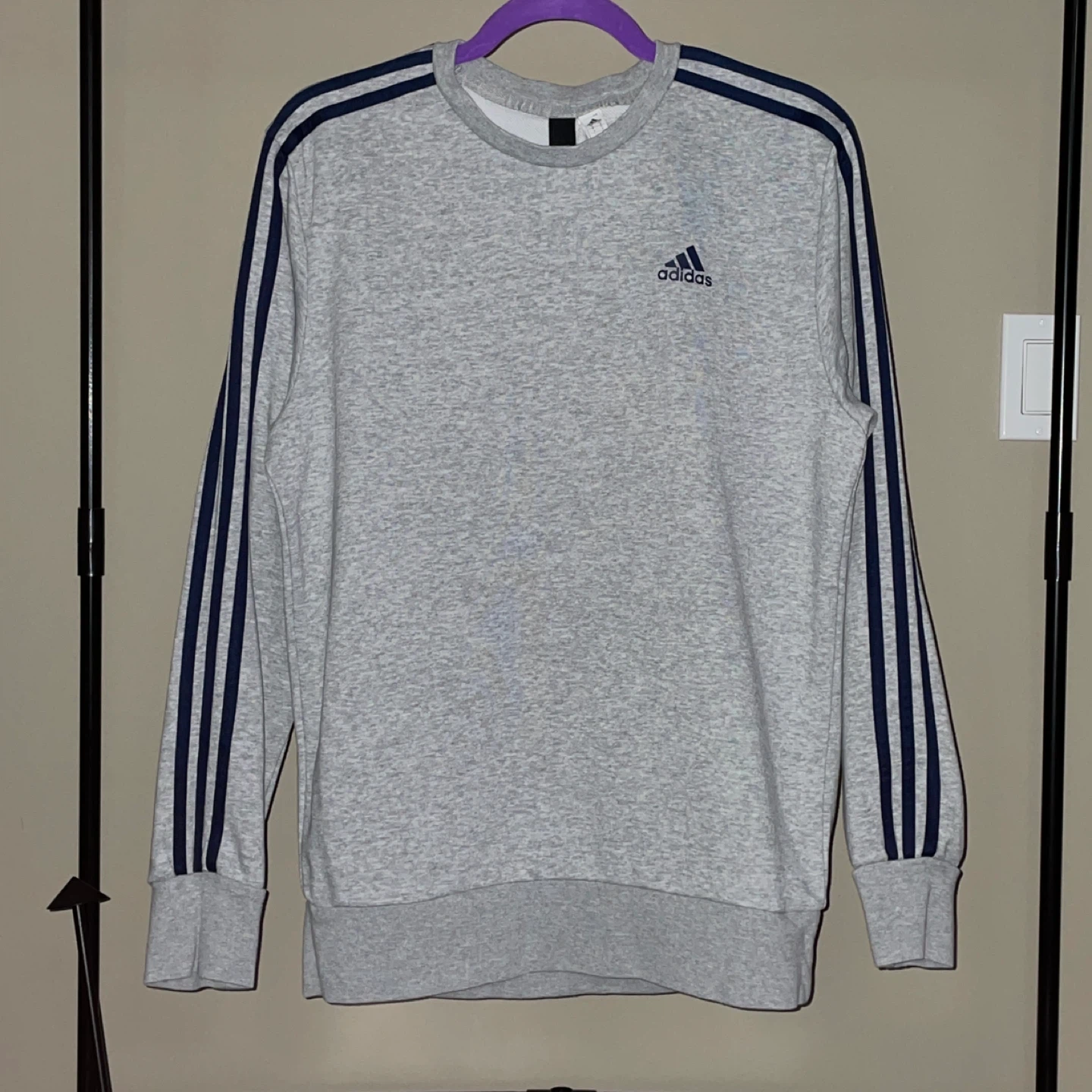 Adidas 3-Stripes Sweatshirt - Gray (Men's S)