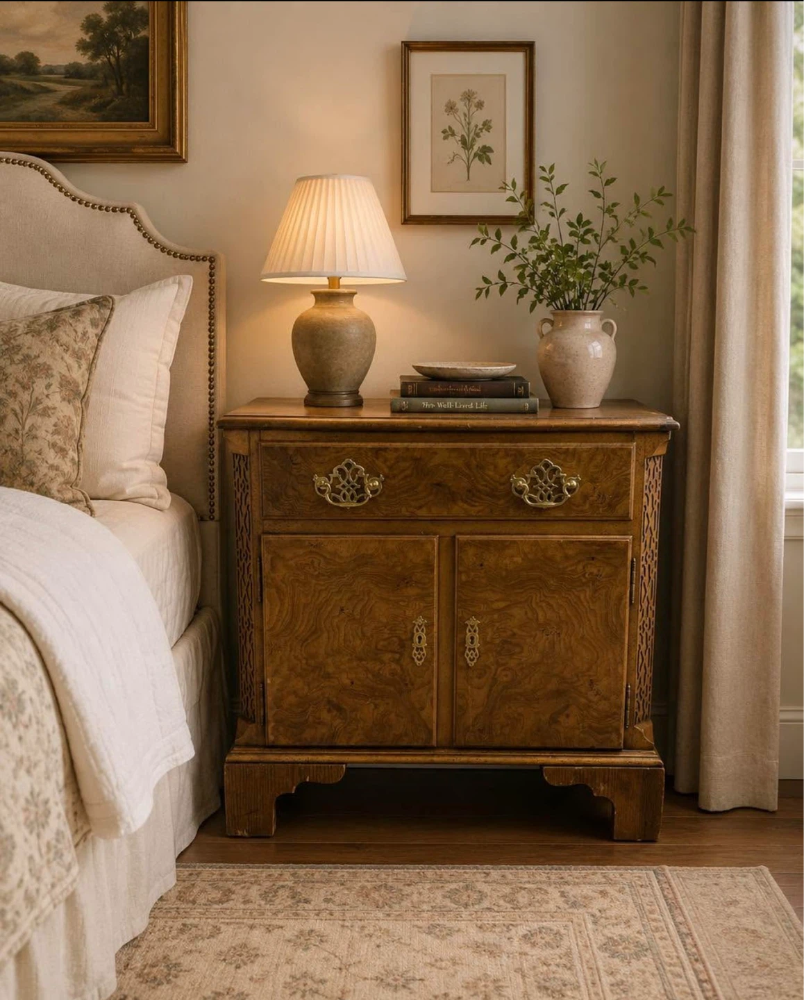 Baker Co. Vintage French Country Burlwood End Table