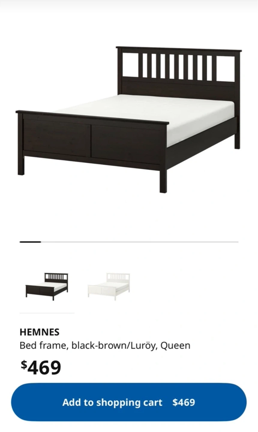 IKEA HEMNES Queen Bed Frame - Black-Brown