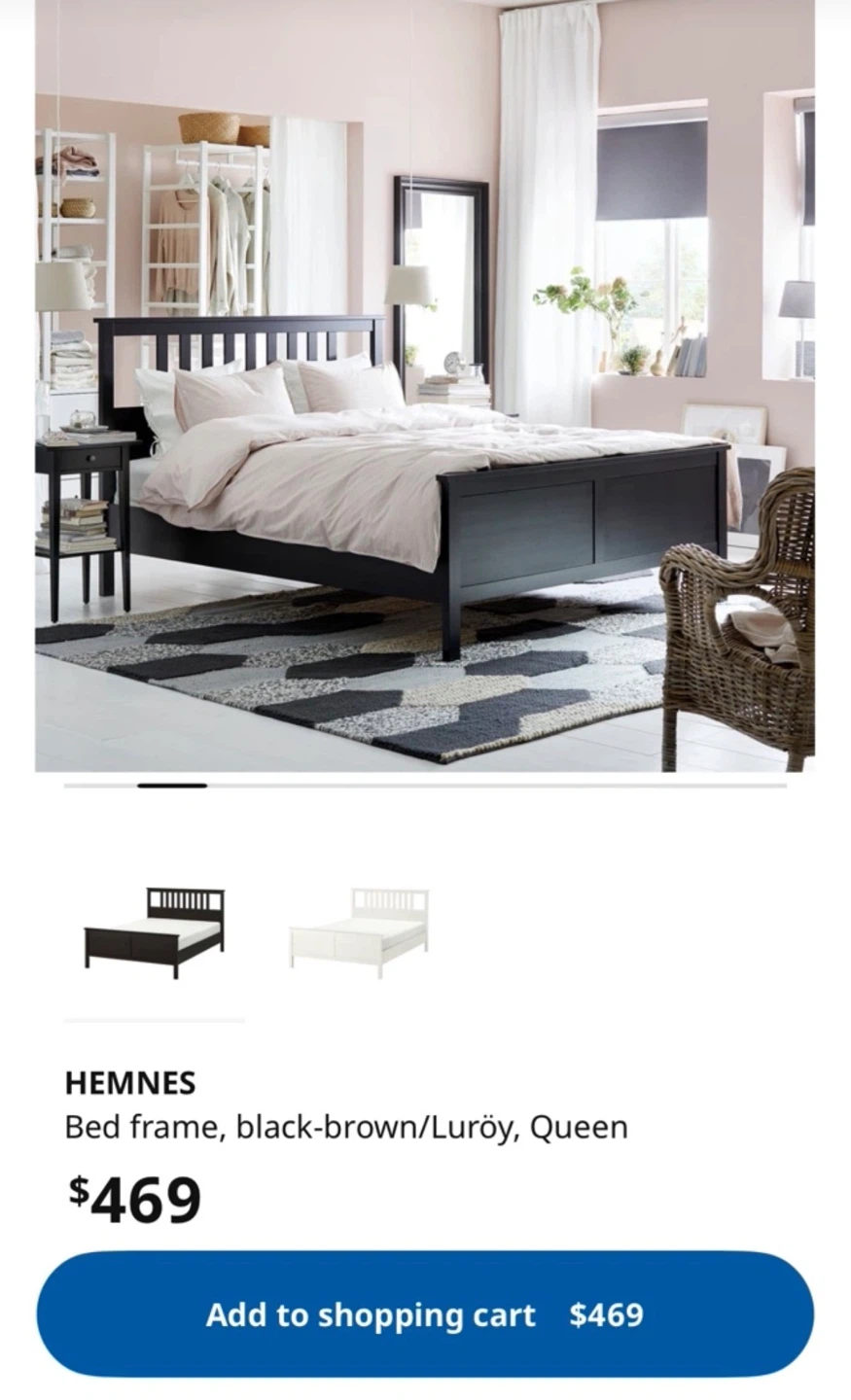 IKEA HEMNES Queen Bed Frame - Black-Brown - photo 2