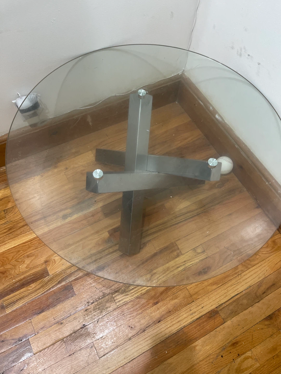 Glass Top Coffee Table with Metal Base