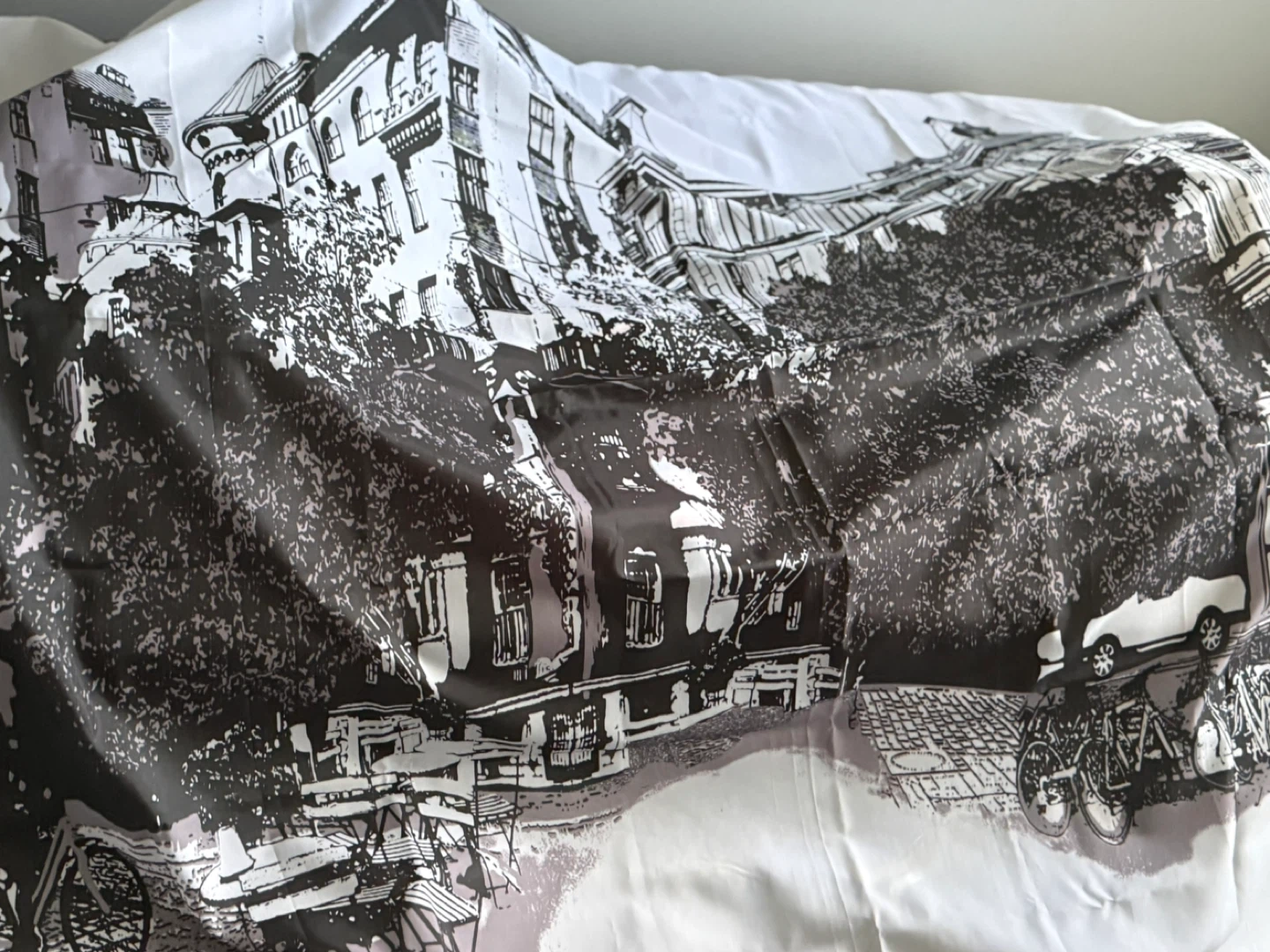Shower Curtain with European Cityscape Print