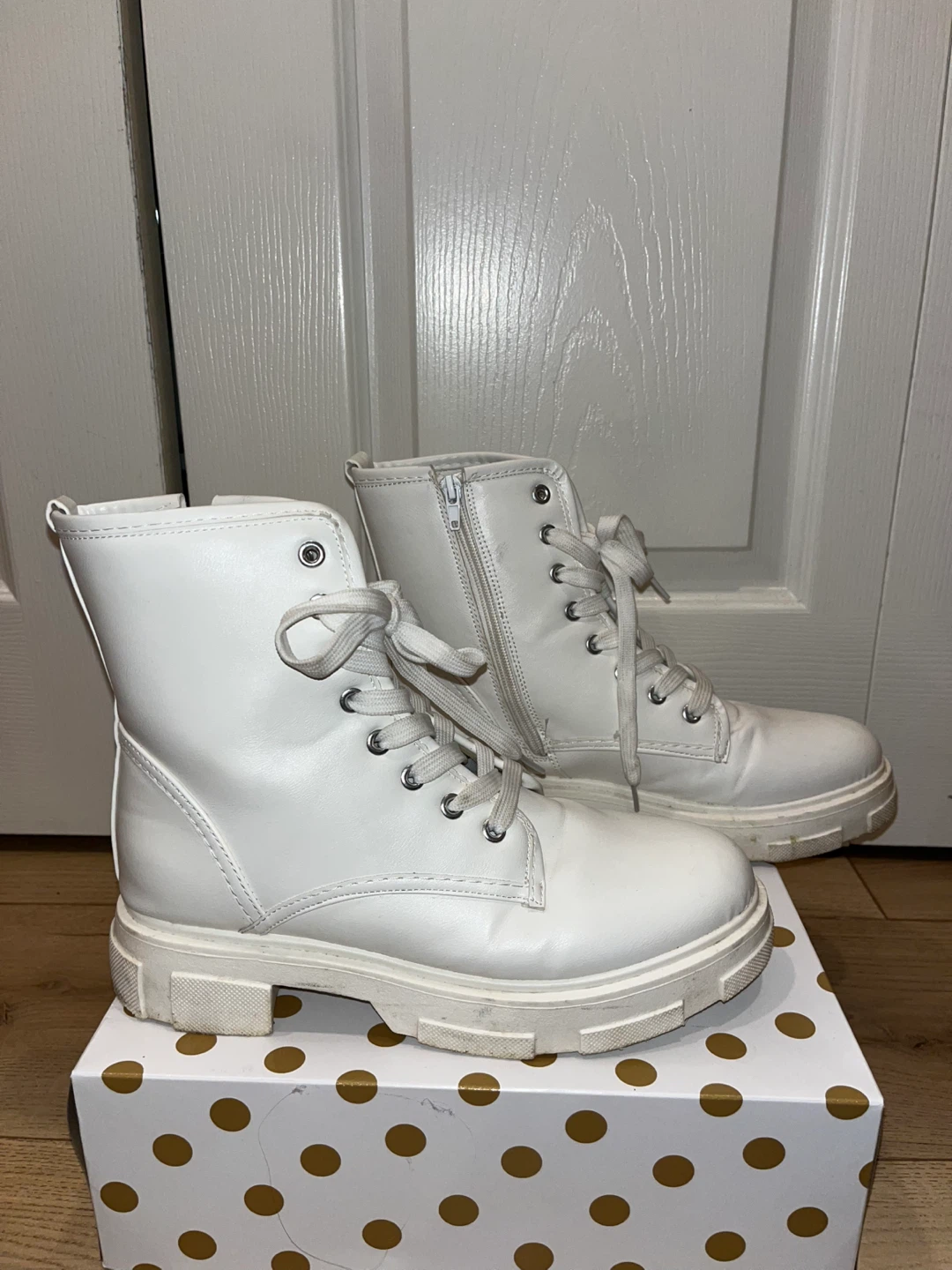 White Combat Boots