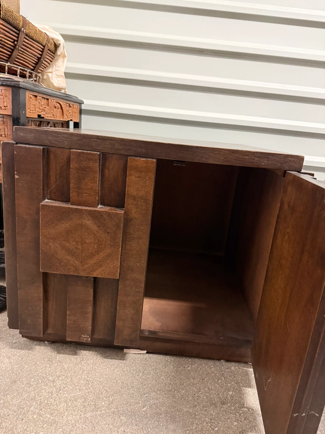 Vintage Lane Staccato Brutalist Mid Century Walnut Nightstand - photo 3