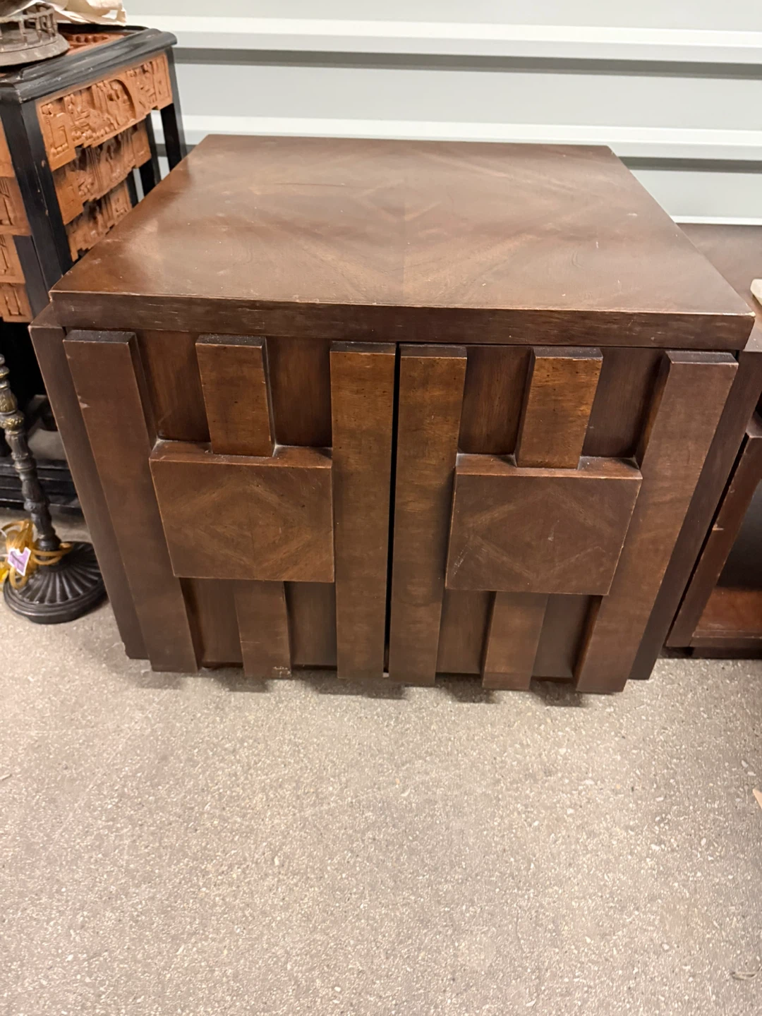 Vintage Lane Staccato Brutalist Mid Century Walnut Nightstand - photo 4