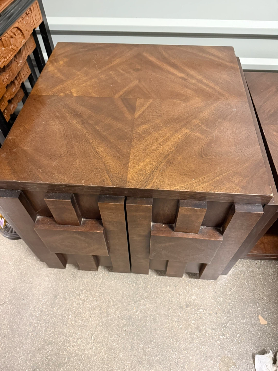 Vintage Lane Staccato Brutalist Mid Century Walnut Nightstand - photo 5