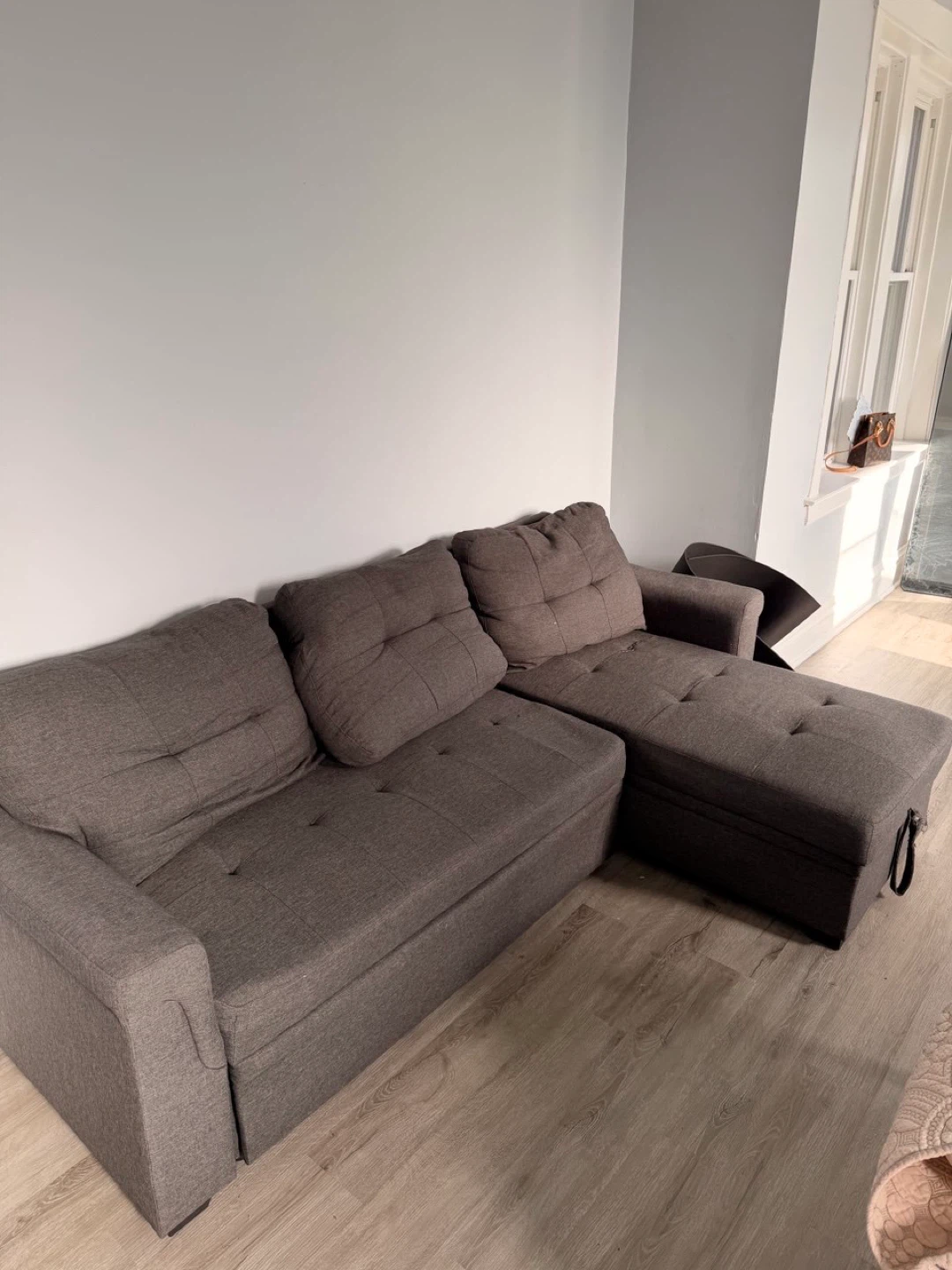 Gray Sectional Sofa Bed with Storage - photo 2