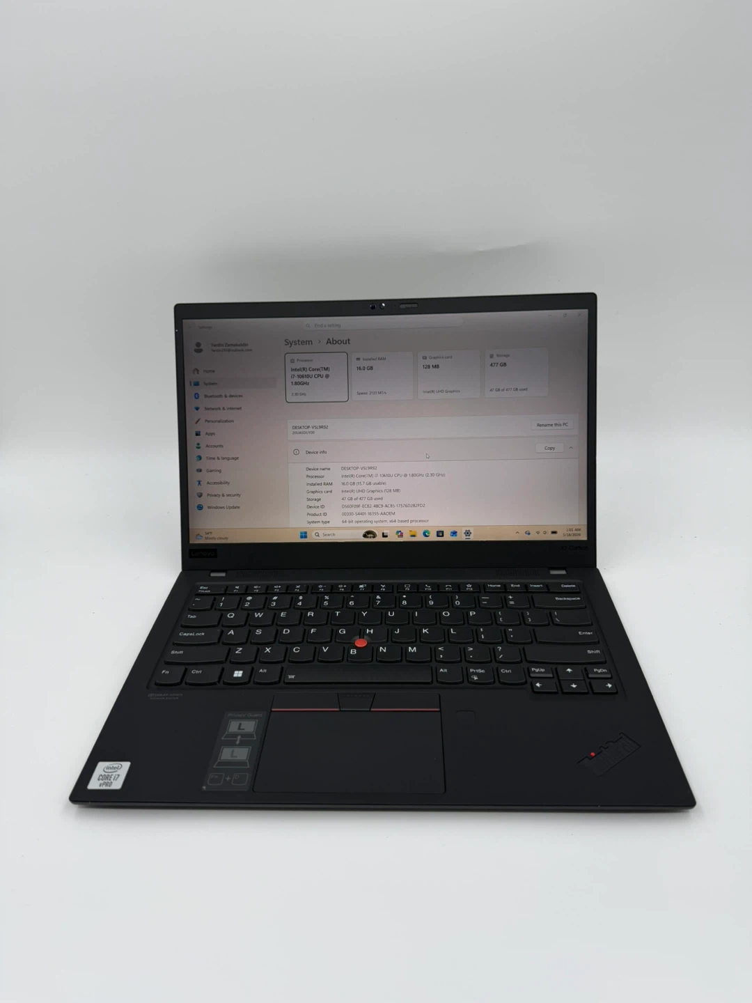 Touchscreen Lenovo ThinkPad X1 Carbon Gen 8 Laptop