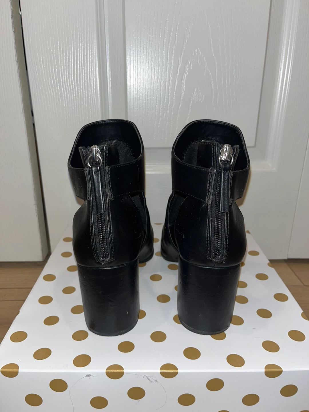 Black Cutout Ankle Boots with Zipper Back - photo 2