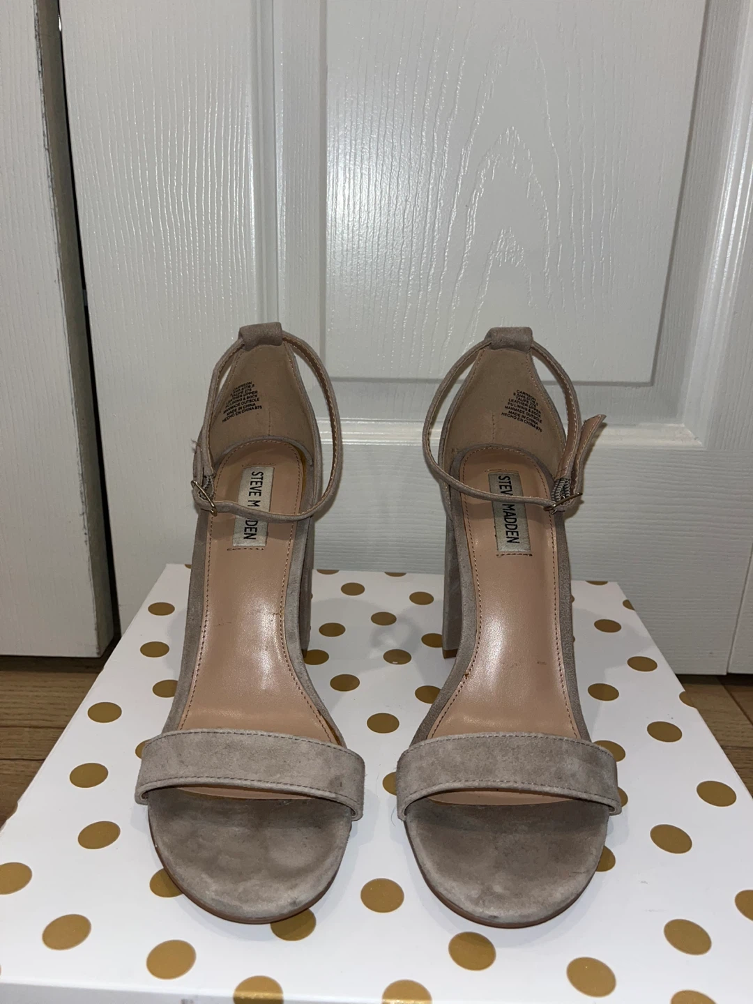 Steve Madden Suede Block Heel Sandals - Taupe - photo 3