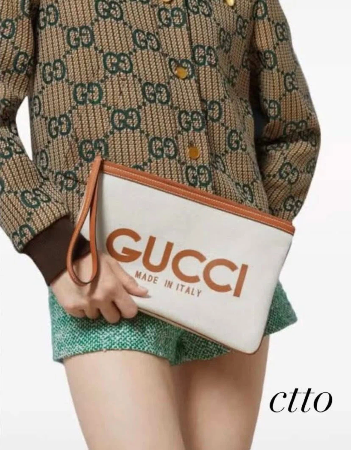 Gucci Canvas Clutch Bag - Beige Canvas - photo 2