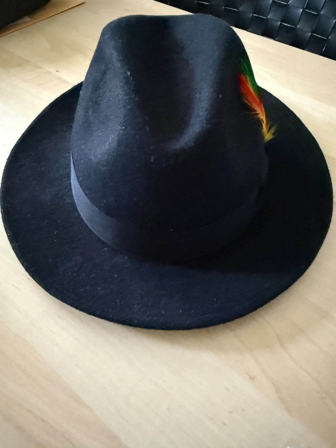 Alberto Cellini Black Fedora Hat with Feather Accent - photo 2