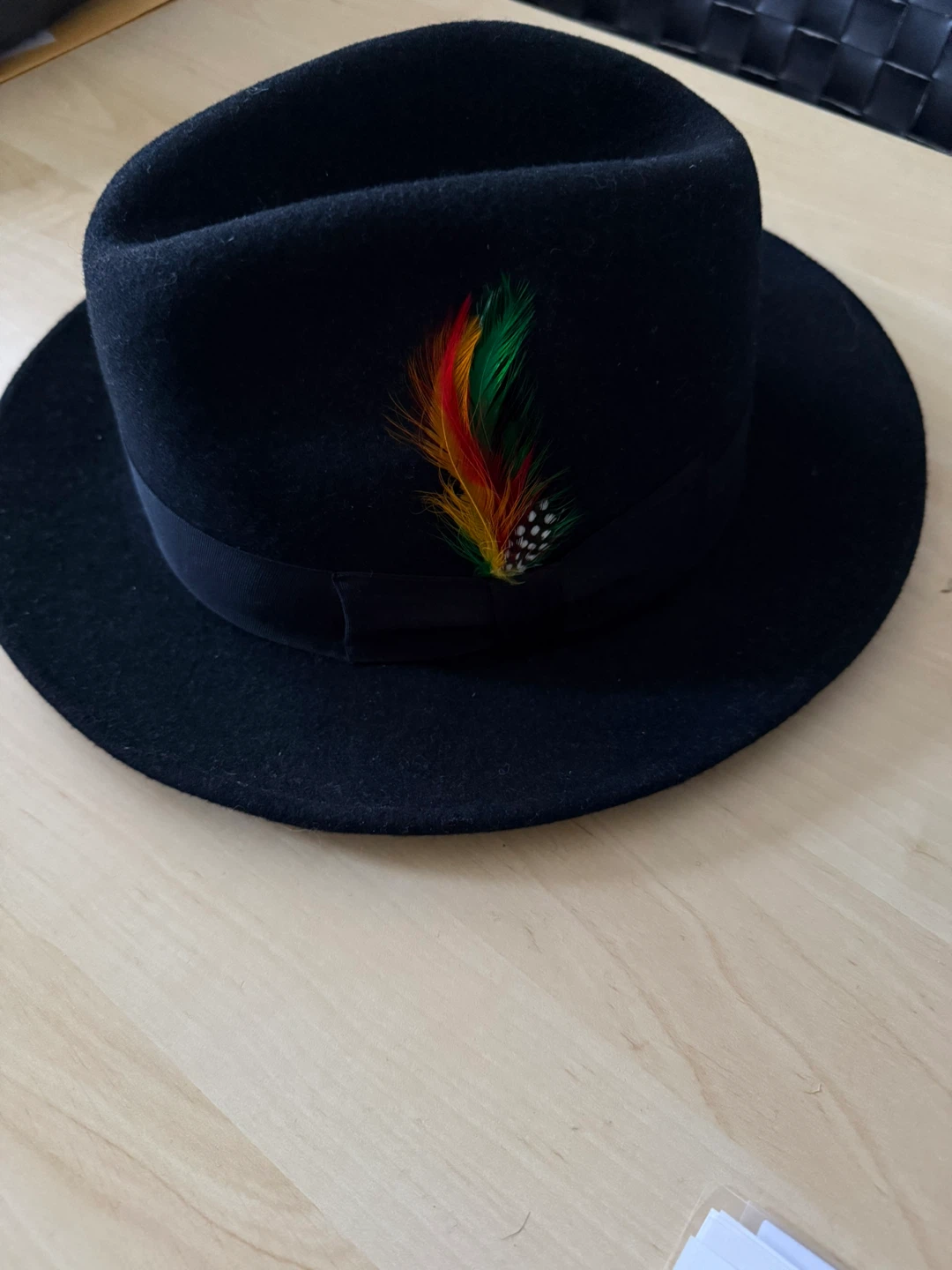 Alberto Cellini Black Fedora Hat with Feather Accent - photo 3