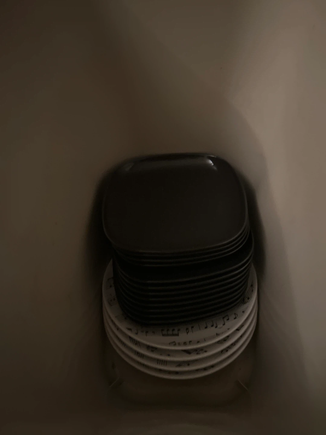 Desert plates and plastic bins
