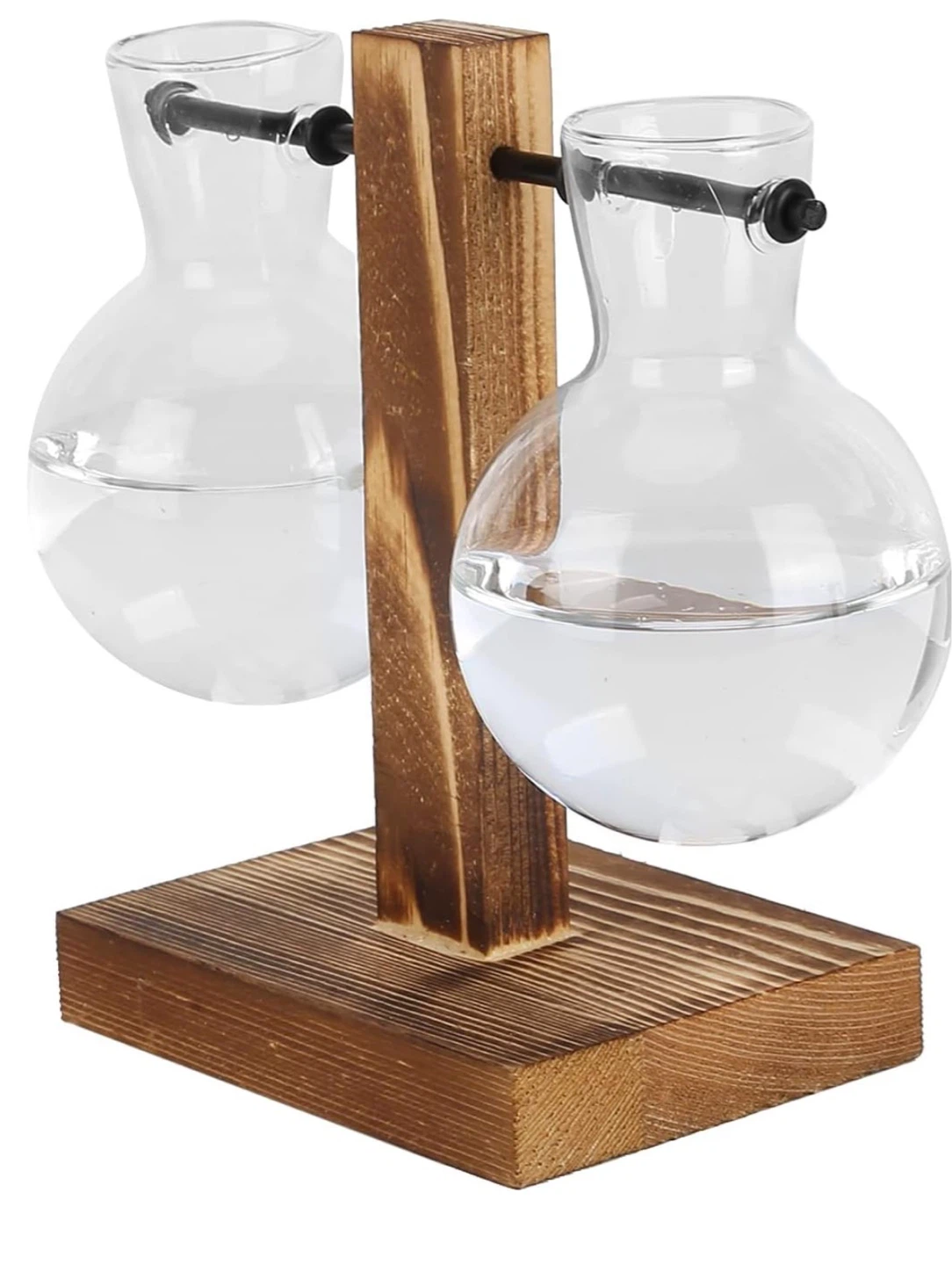 Wooden Desk Plant Vase with 2 Glass Holders - photo 2
