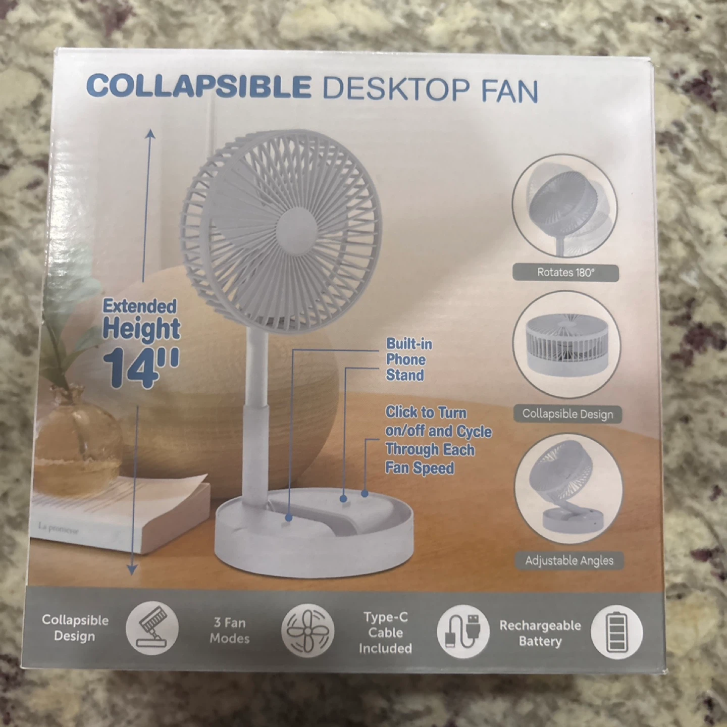 Collapsible Desktop Fan - Extended Height 14" - photo 2
