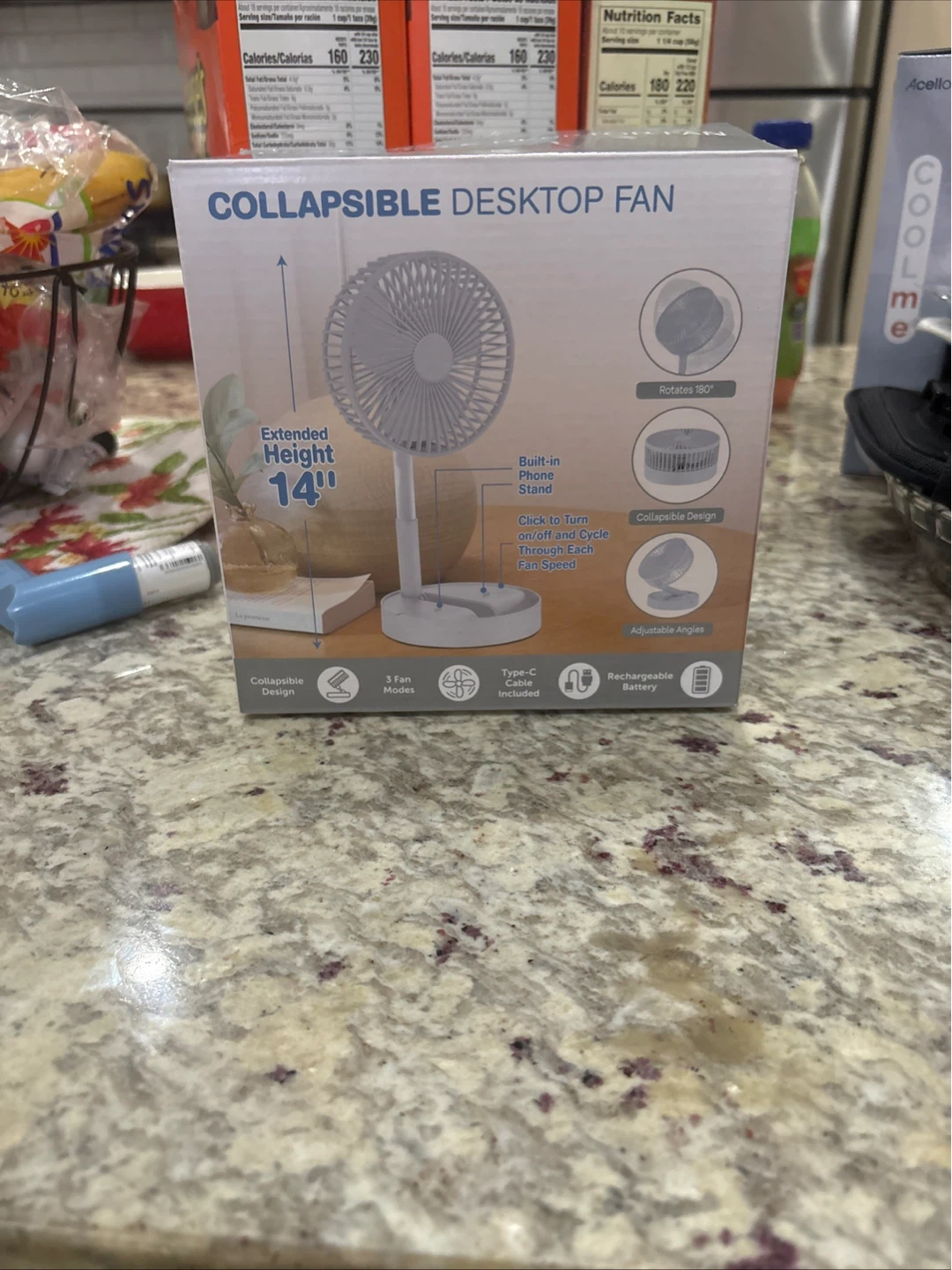 Collapsible Desktop Fan - Extended Height 14"