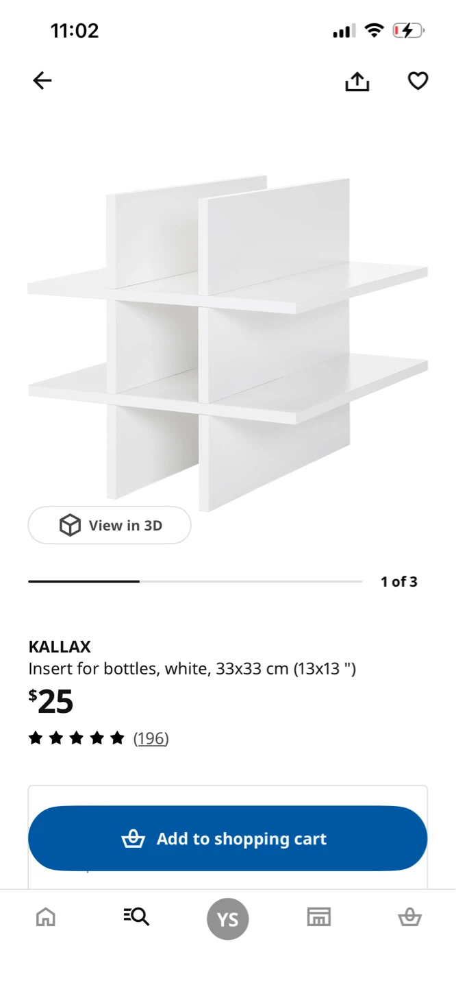 IKEA KALLAX Insert for bottles, white