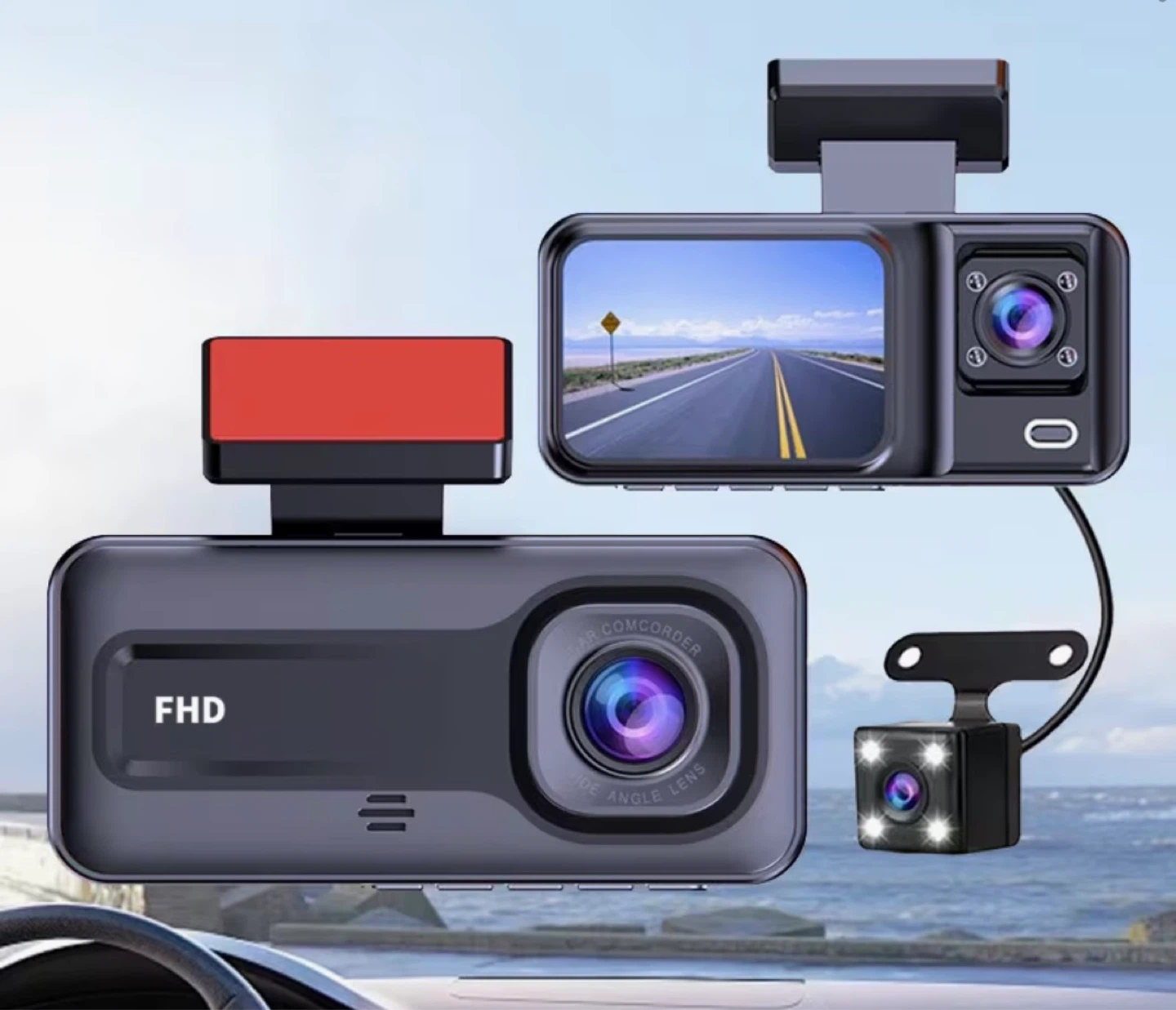3 channels Dash Cam