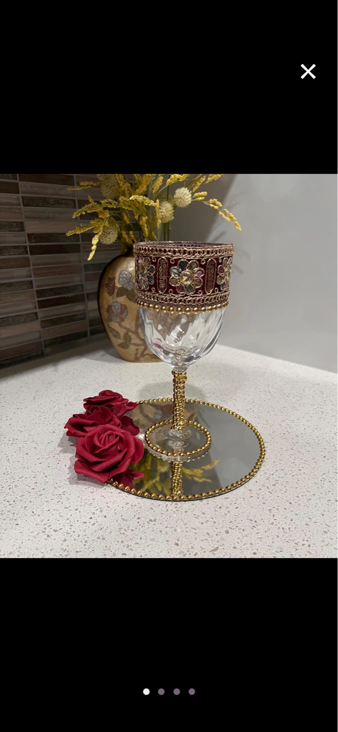 Decorative Wine Glass with Red Roses - photo 2