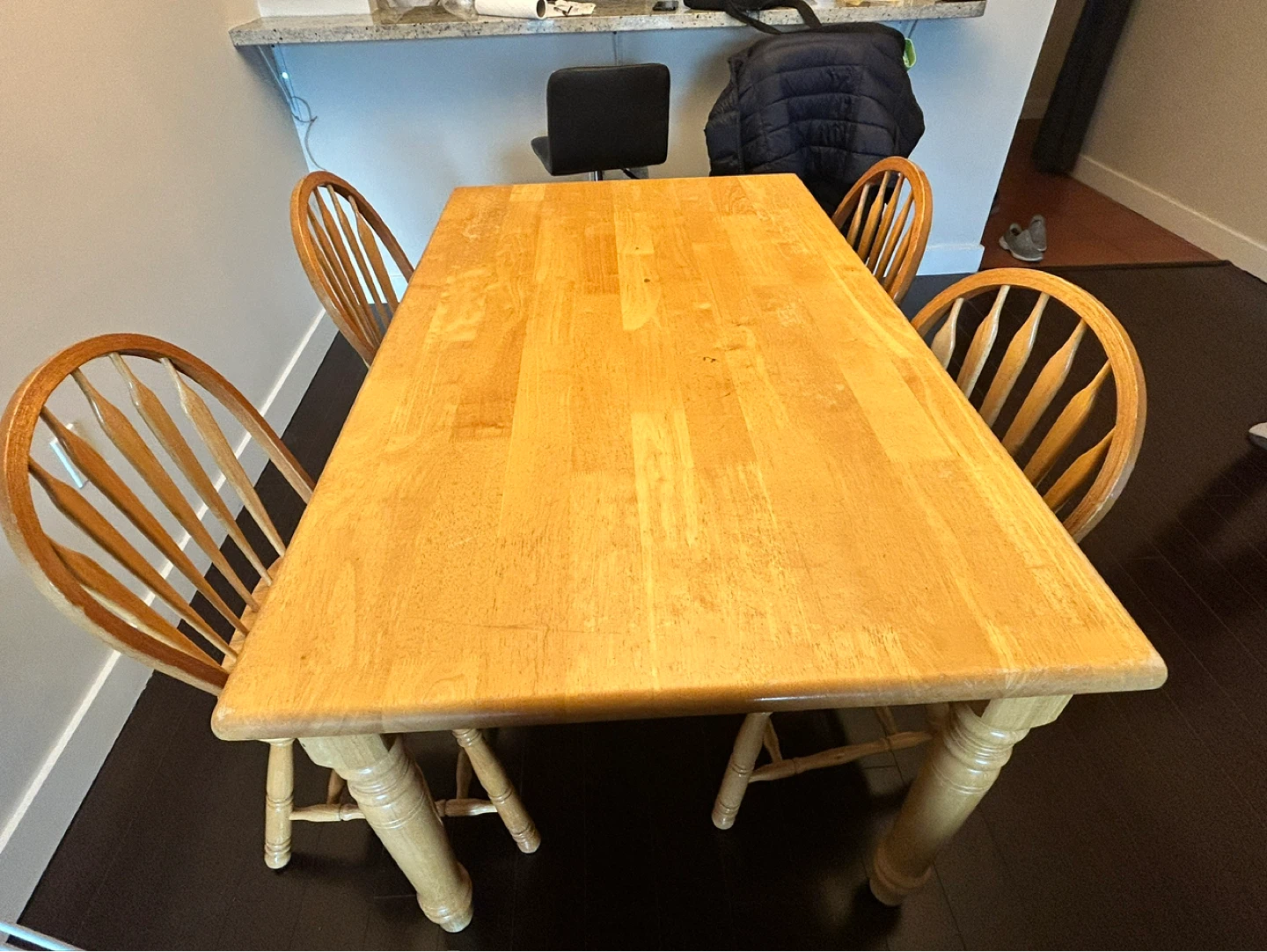 Wooden Dining Table with 4 Chairs