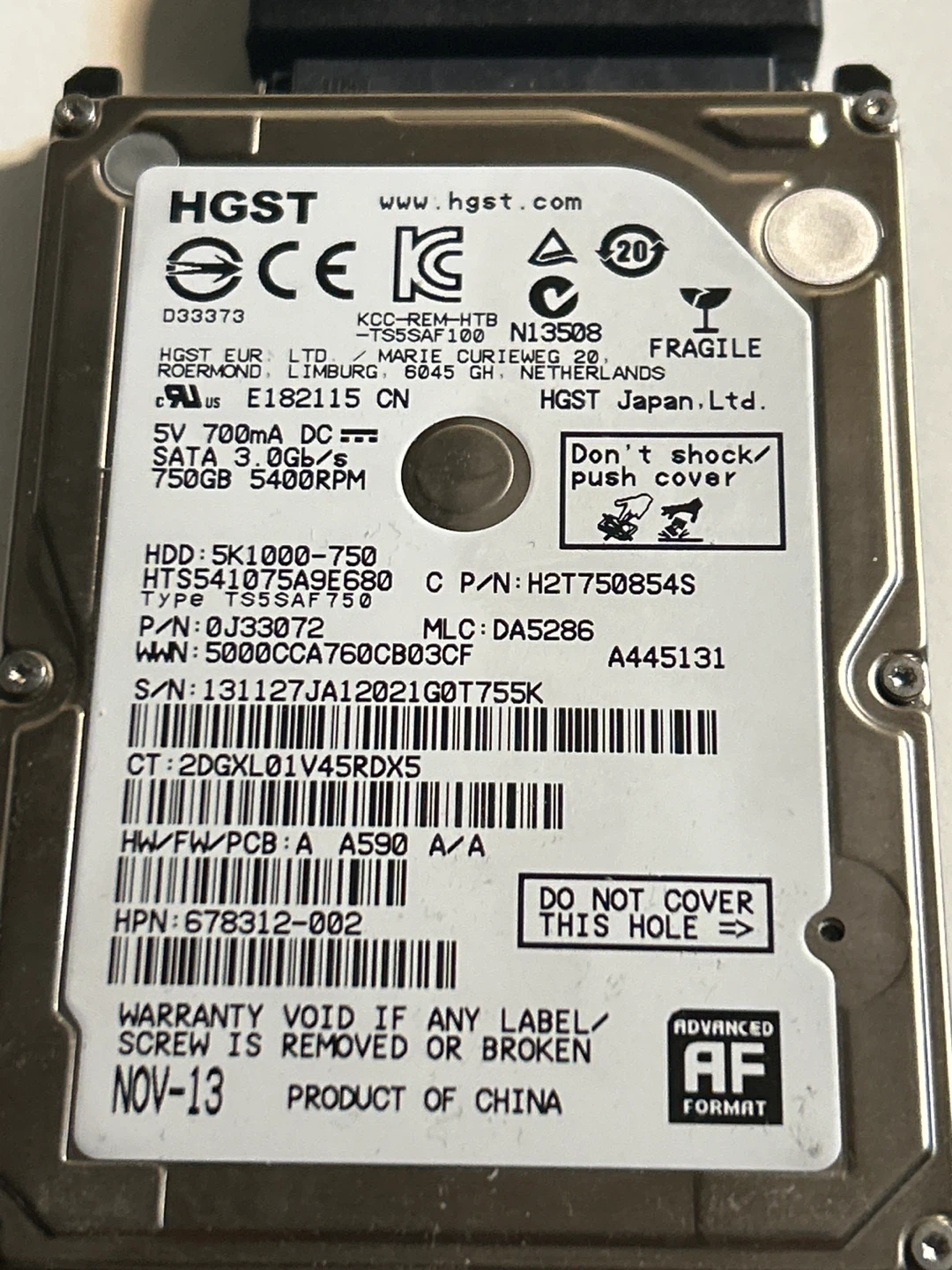 HGST laptop hard drive internal 750 gb 5400 rpm