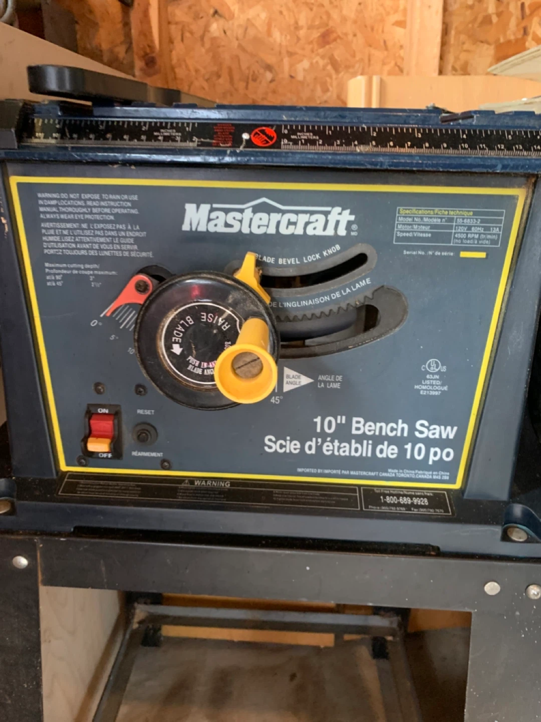Mastercraft 10” table saw with stand - photo 5