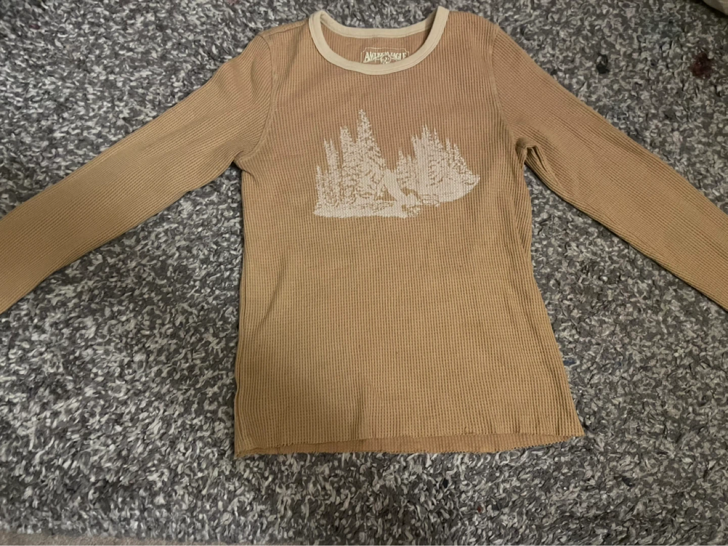 American Eagle Outfitters Long Sleeve Thermal Shirt - Tan
