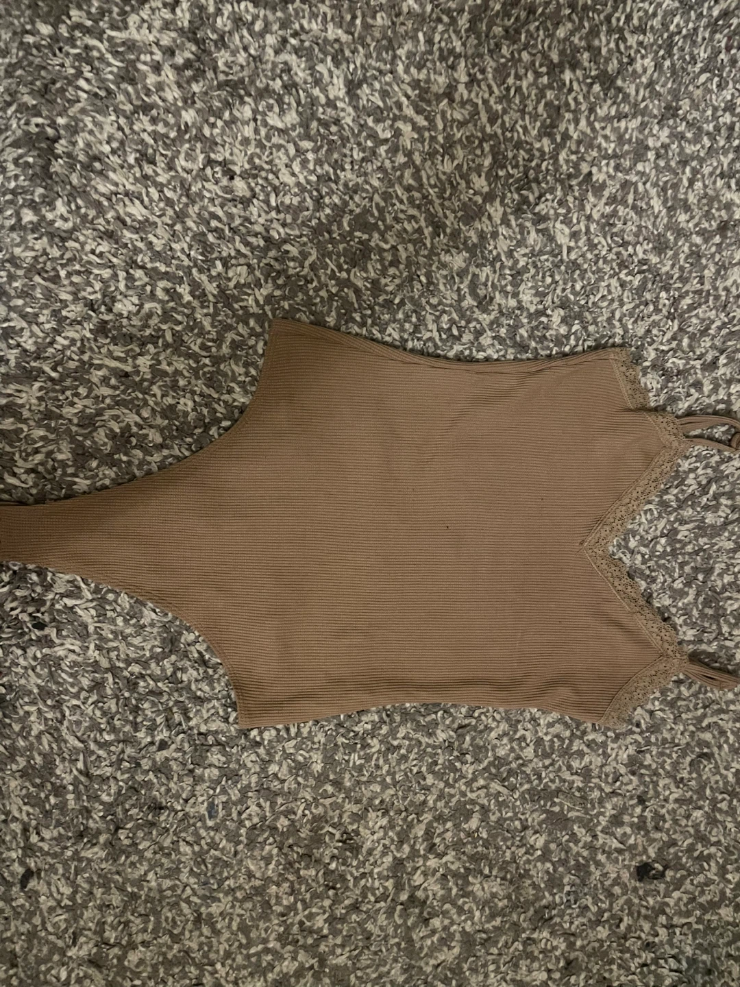 Brown Lace Trim Tank Top