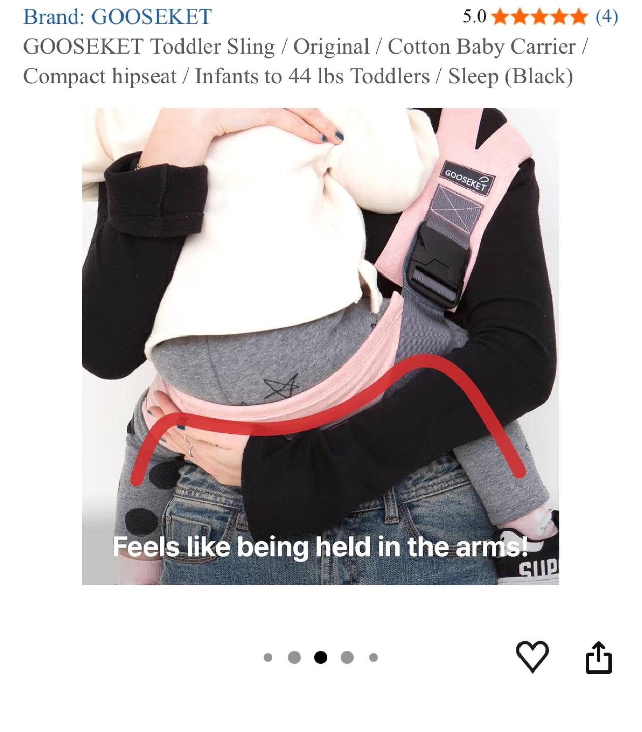 GOOSEKET Toddler Sling / Baby Carrier - Black - photo 2
