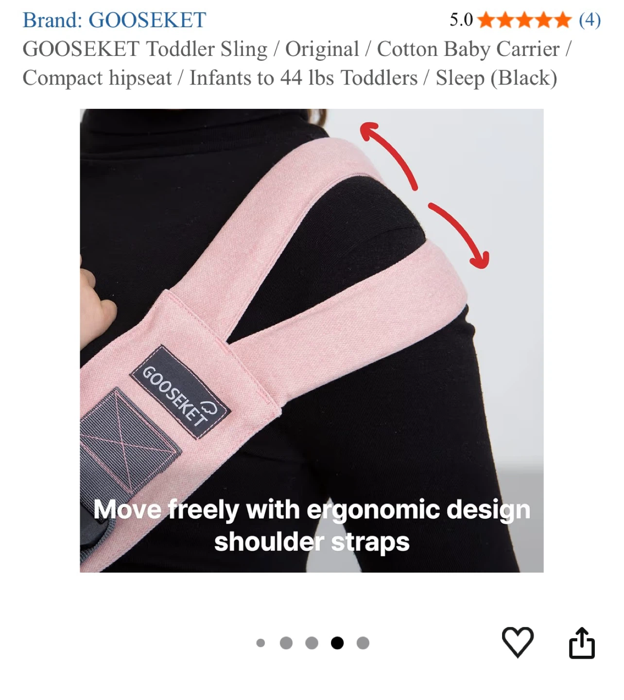 GOOSEKET Toddler Sling / Baby Carrier - Black - photo 4