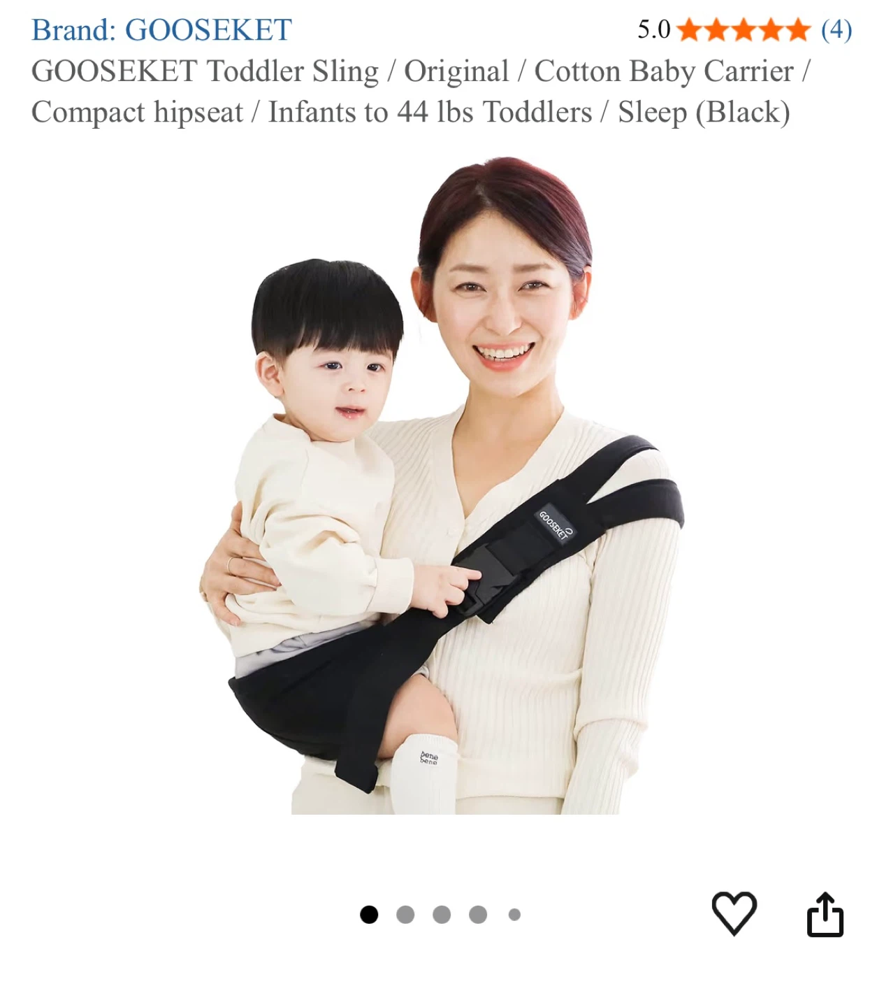 GOOSEKET Toddler Sling / Baby Carrier - Black