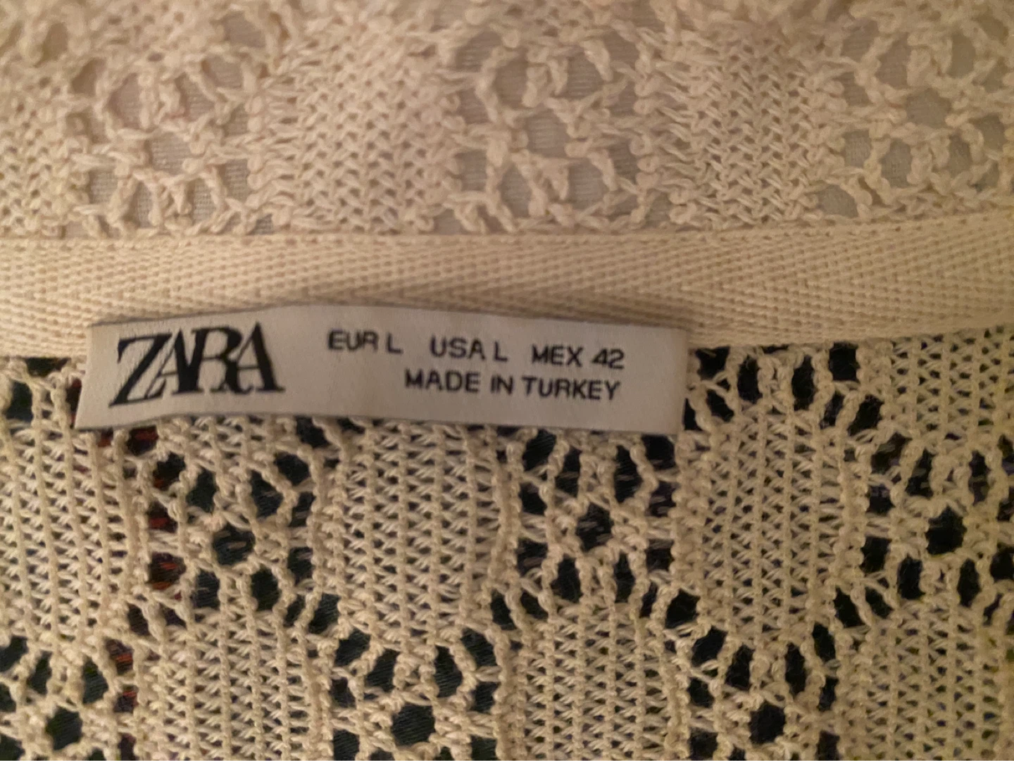 ZARA Cream Crochet Button-Up Shirt  L - photo 3