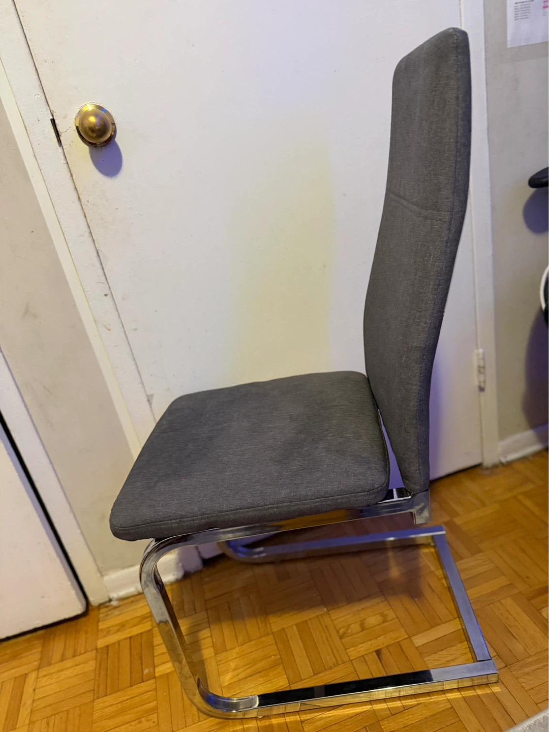 2 set grey Fabric Dining Chair with Chrome Base - photo 3
