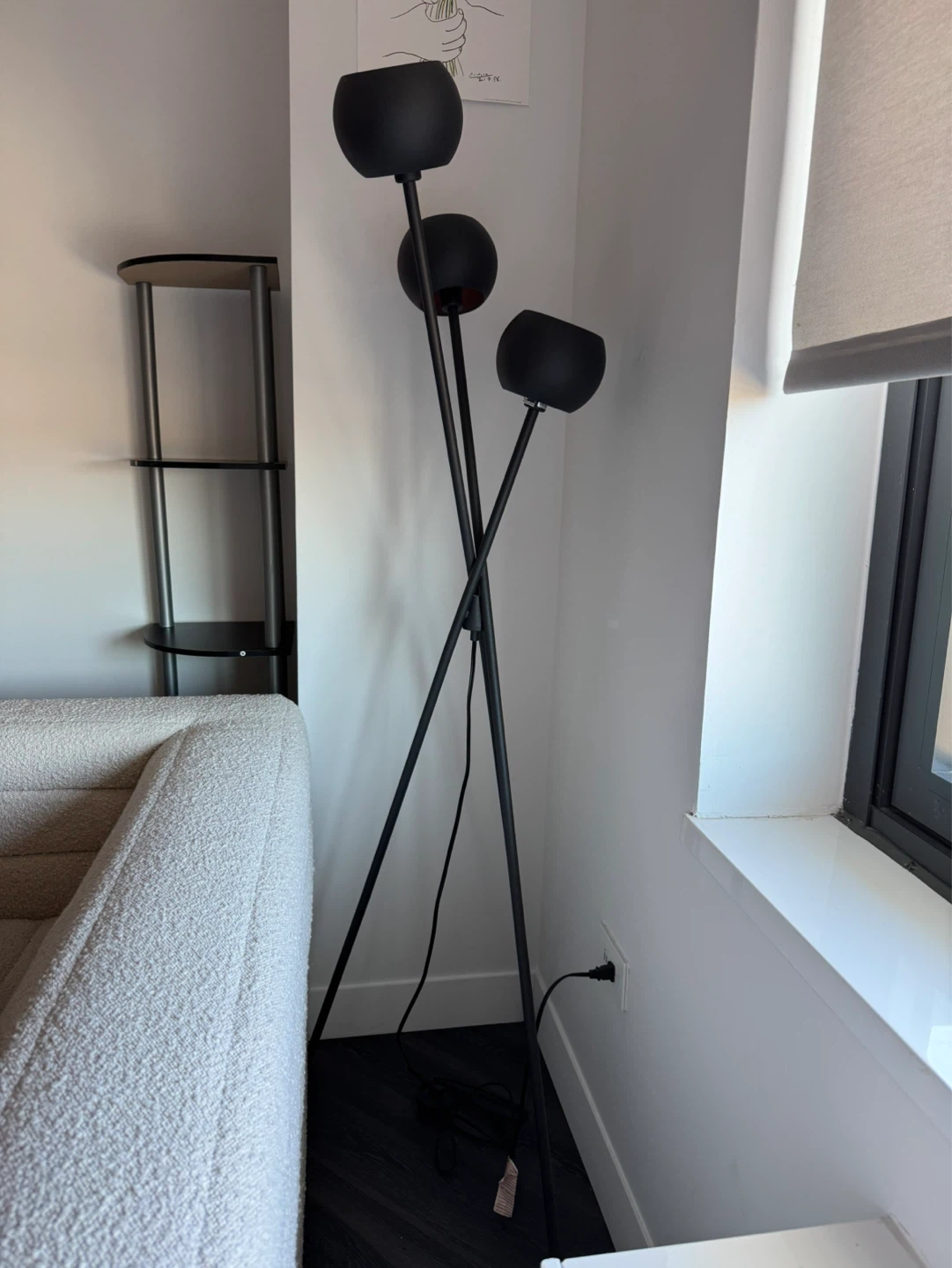 Black 3-Head Floor Lamp with Tripod Base