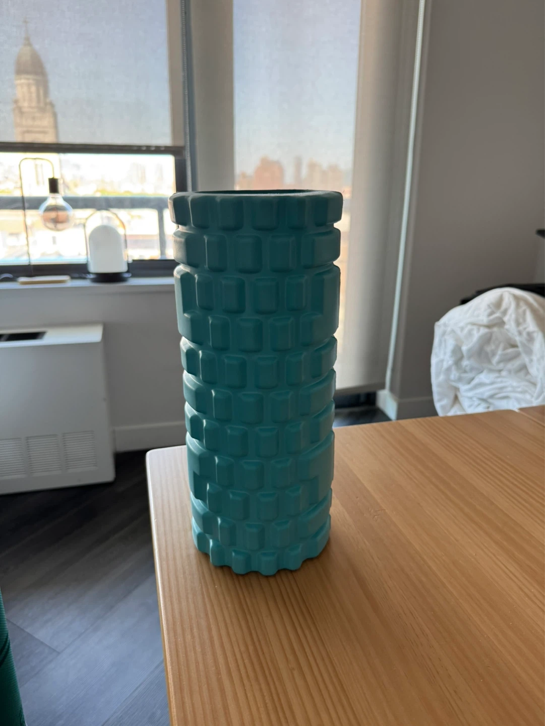 Teal Foam Roller and Green Yoga Mat with Strap - photo 2
