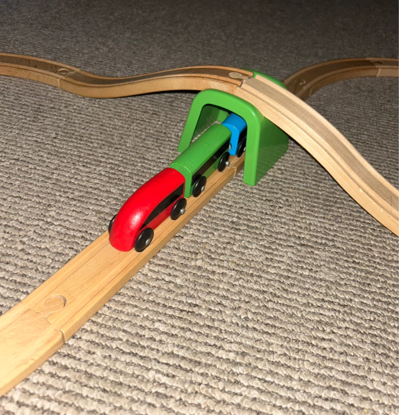 Wooden Toy Train Set with Tracks and Bridge - photo 3