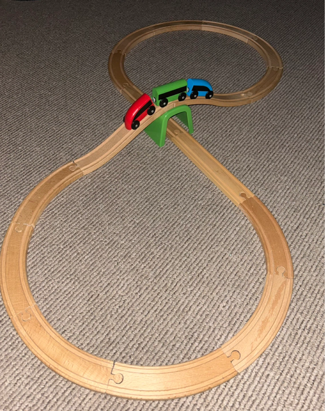 Wooden Toy Train Set with Tracks and Bridge