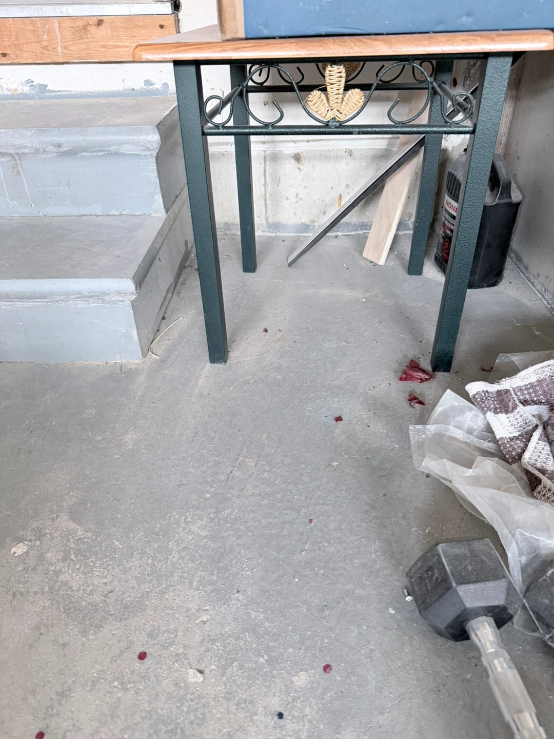 Small Metal Accent Table with Woven Detail