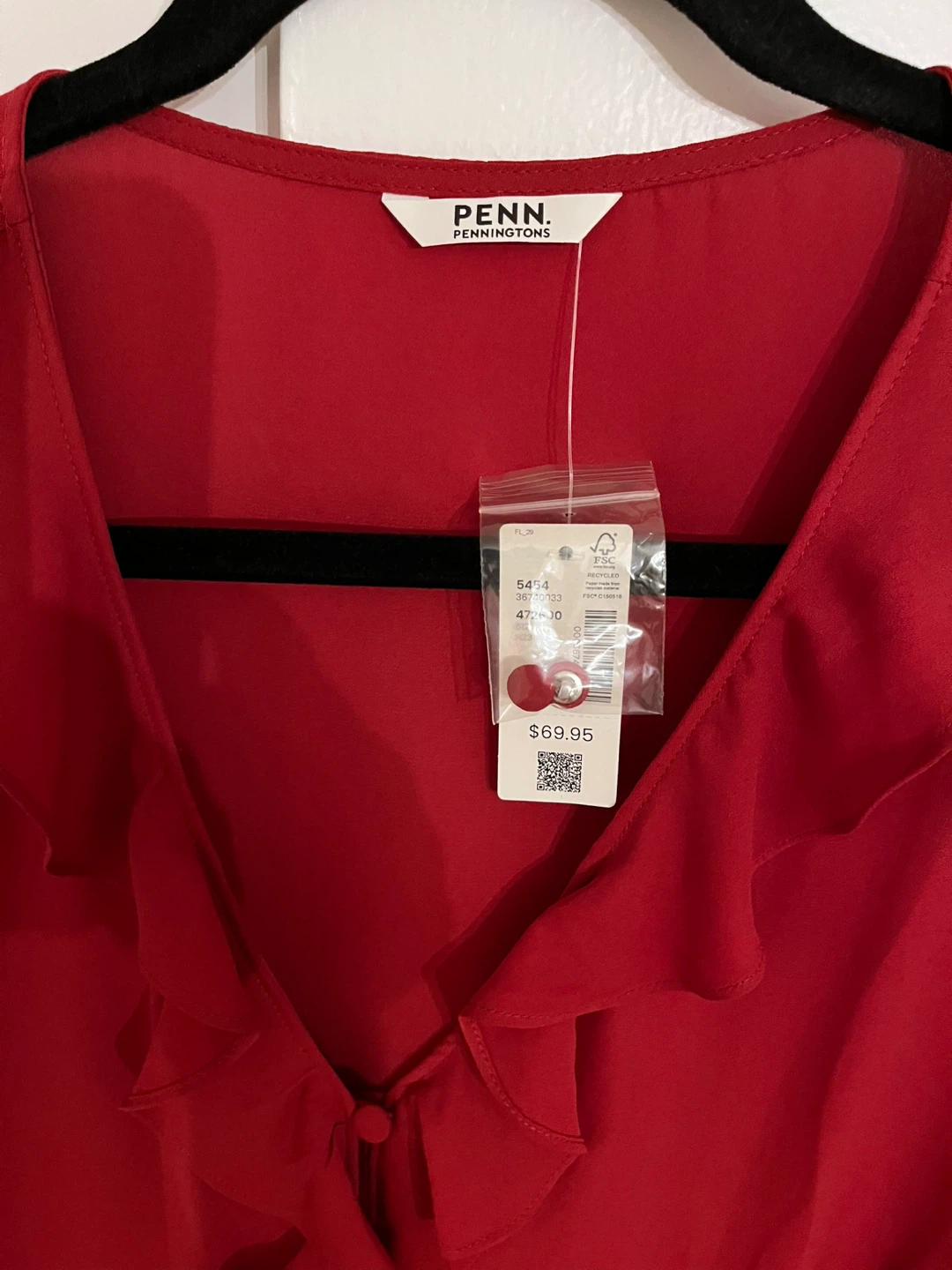 PENN. Pennington's Red Ruffle Blouse - photo 2