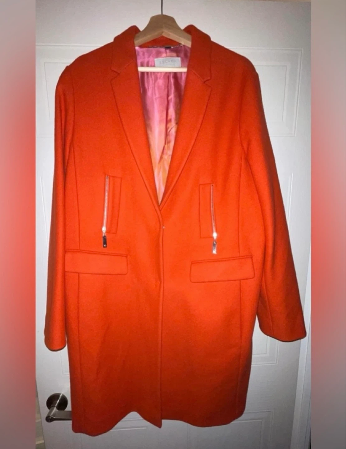 Escada Sport Bright Orange Wool Coat size 12/14 - photo 2