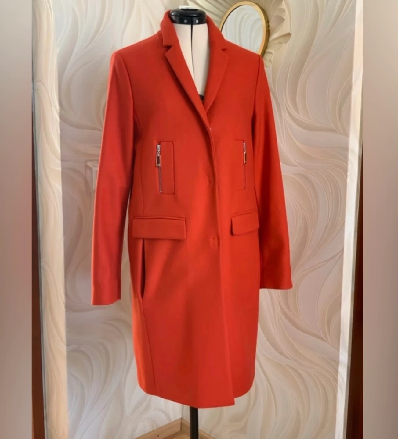 Escada Sport Bright Orange Wool Coat size 12/14