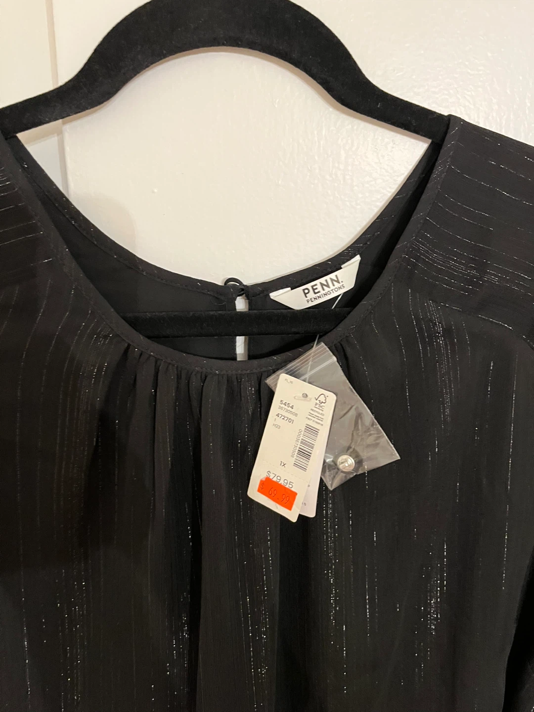Penn + Nelly Black Sequin Cuff Blouse - Size 1X - photo 3