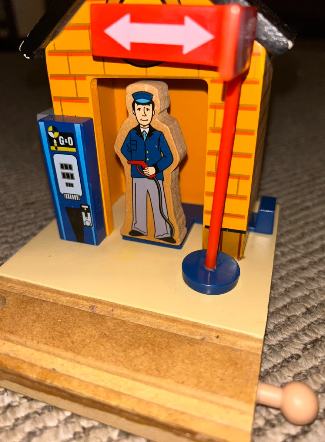 Wooden Gas Station Play Set with Attendant