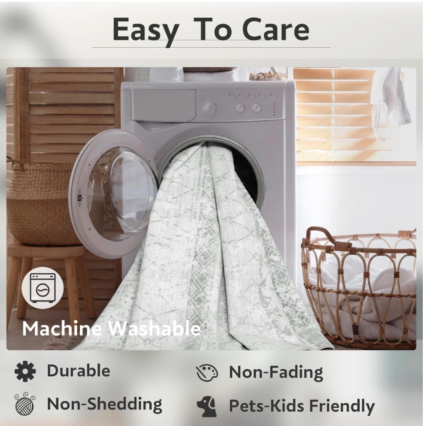 Machine Washable Area Rug - Soft Surface, Non-Slip Backing - photo 3
