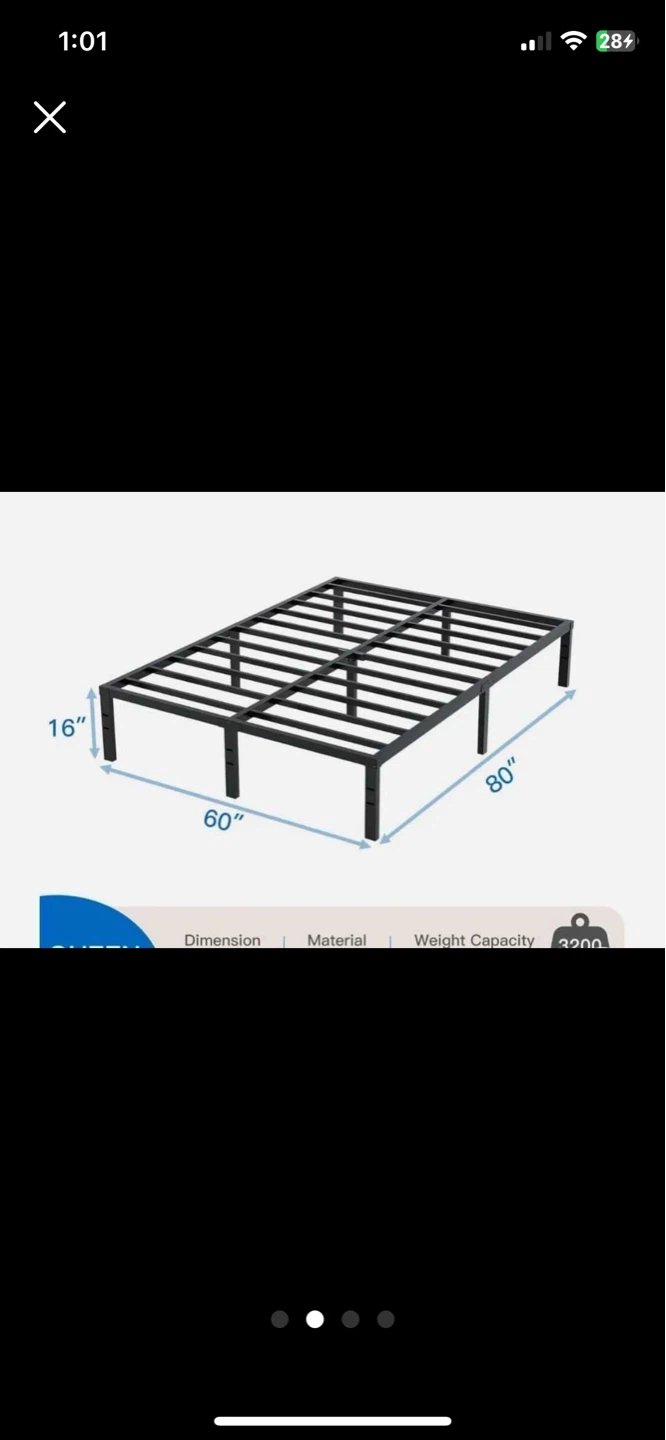 Metal Bed Frame Queen Size 60"x80"