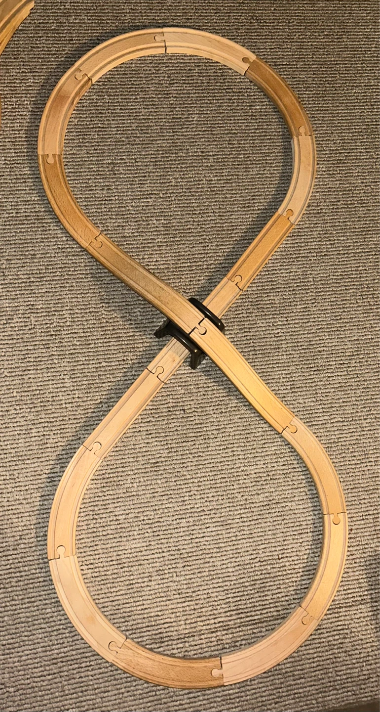 Wooden Train Track Set with Tunnel and Train