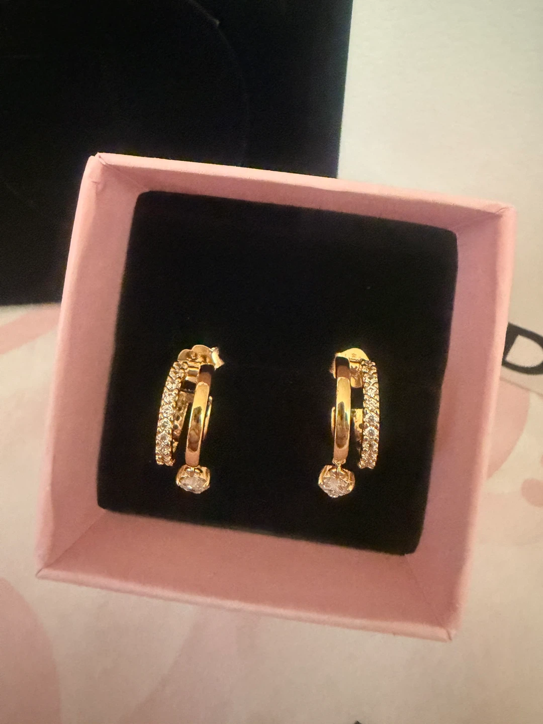 Pandora Gold Hoop Earrings small with Crystals - photo 3