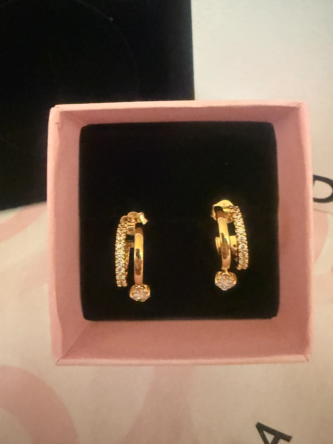 Pandora Gold Hoop Earrings small with Crystals - photo 2