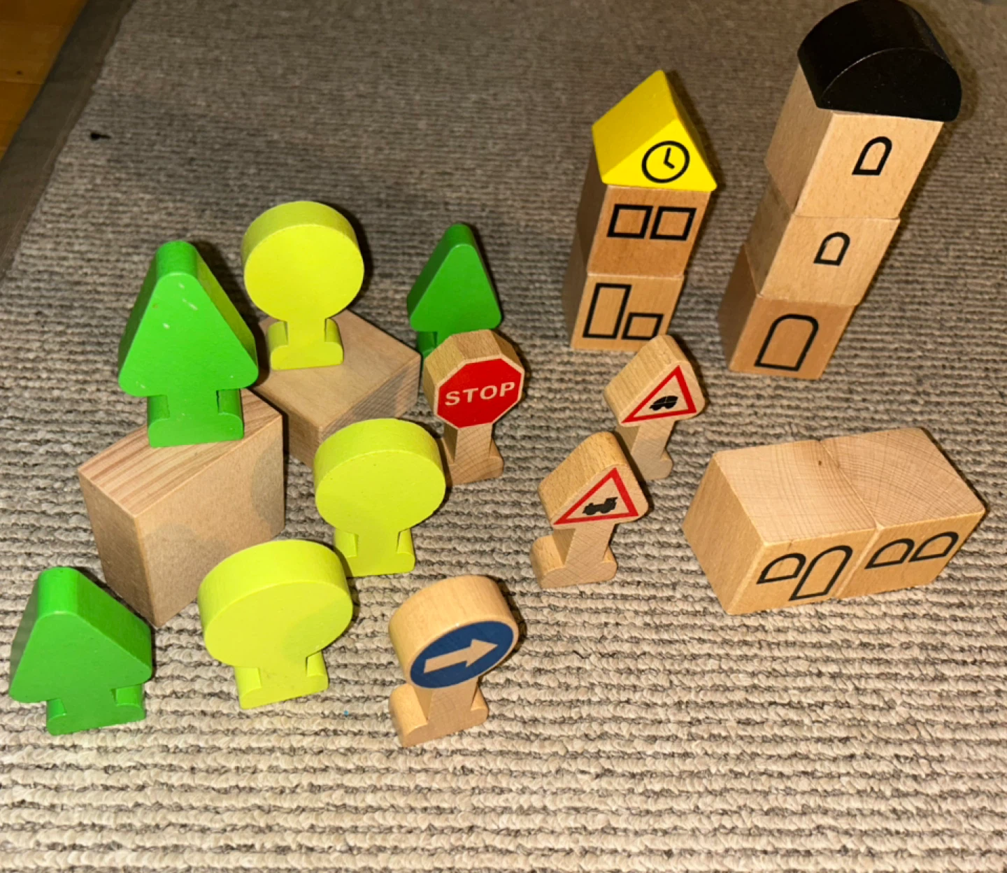 Wooden Building Blocks - Town & Nature Set